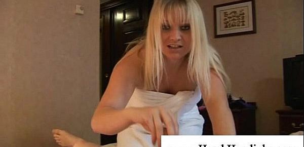  Naughty blonde got caught masturbating